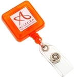 Promotional Retractable Trade Show Badge Holder - Square with Logo
