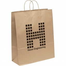 Brown Recycled Brown Kraft Promotional Shopping Bag - 16"w x 19.25"h x 6"d