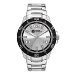 Promotional Silver Dial Custom Dress Watch w/ Folded Steel Bracelet with Logo