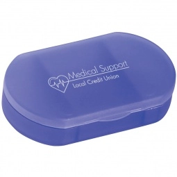 Frosted Blue - 3-Compartment Oval Translucent Custom Pill Case 