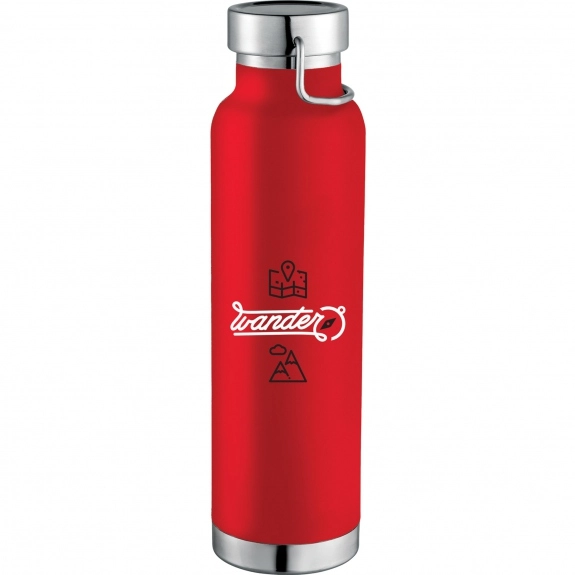 Red - Copper Vacuum Insulated Custom Water Bottle - 22 oz.