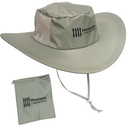 Khaki - Fold 'N Go Water Resistant Logo Hat