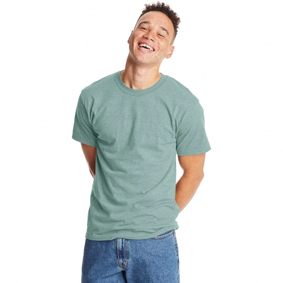 Clean mint pepper heather Hanes Beefy-T Custom T-Shirt - Colors