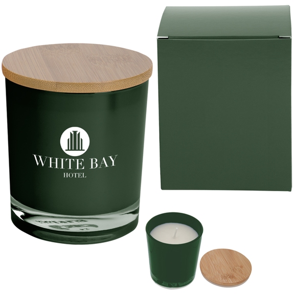 Forest green - Scented Custom Soy Candle w/ Bamboo Lid