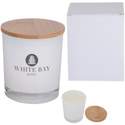 White - Scented Custom Soy Candle w/ Bamboo Lid