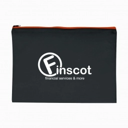 Black/Red Non-Woven Promotional Document Bags w/ Zipper 