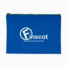 Royal/Green Non-Woven Promotional Document Bags w/ Zipper 