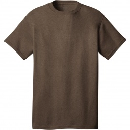 Heather Dark Chocolate Brown Port & Company Budget Custom T-Shirt - Colors