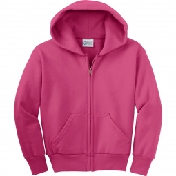 Sangria Port & Company Ultimate Full Zip Custom Hooded Sweatshirt - Youth
