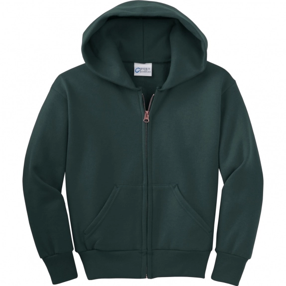 Dark Green Port & Company Ultimate Full Zip Custom Hooded Sweatshirt