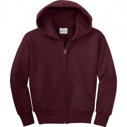 Maroon Port & Company Ultimate Full Zip Custom Hooded Sweatshirt