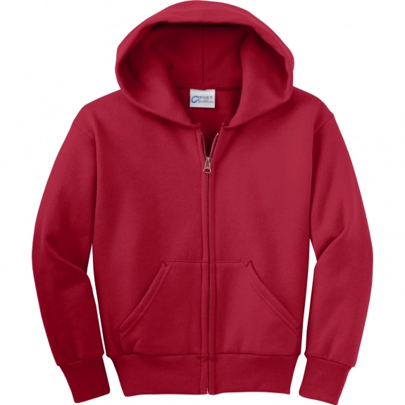 Red Port & Company Ultimate Full Zip Custom Hooded Sweatshirt - Youth