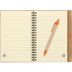 Open Recycled Custom Spiral Notebook with Matching Pen