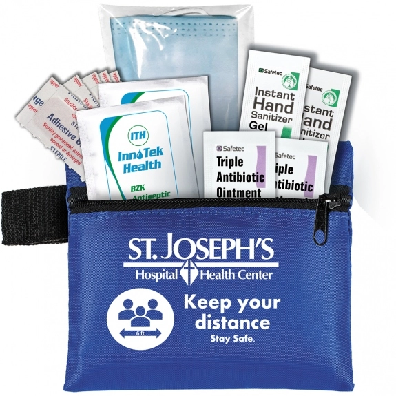 Blue 10-Piece Antiseptic & Antibiotic Promotional First Aid Kit