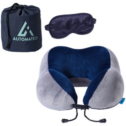 Blue - AeroLOFT&#153; Custom Travel Pillow w/ Sleep Mask