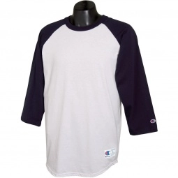 White/Navy Tagless Raglan Baseball Custom T-Shirt by Champion