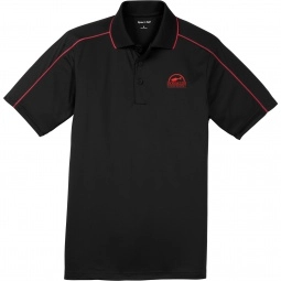 Black/True Red Sport-Tek Micropique Piped Custom Polo Shirts - Men's
