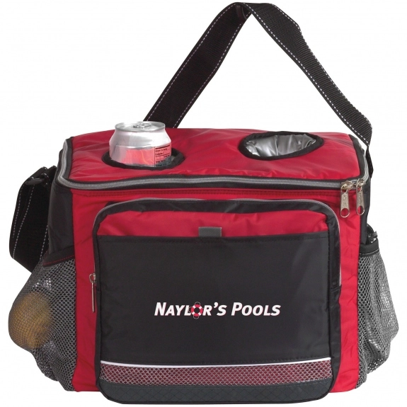 Red/Black Atchison Icy Bright Printed Cooler w/ Insulated Drink Pockets on 
