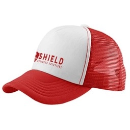 Red/White Cotton/Mesh Snapback Promotional Trucker Cap
