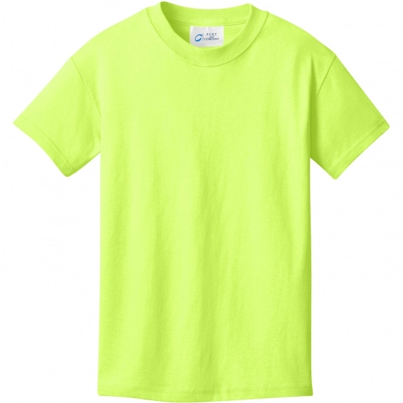 Neon Yellow Port & Company Budget Custom T-Shirt - Youth - Colors