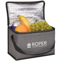 In Use Heathered Non-Woven Custom Cooler Bag - 6 Can