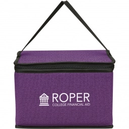 Purple Heathered Non-Woven Custom Cooler Bag - 6 Can