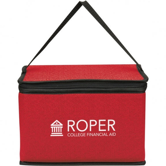 Red Heathered Non-Woven Custom Cooler Bag - 6 Can