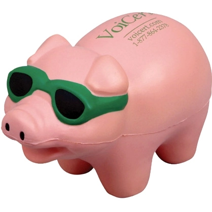 Pink Cool Pig w/ Sunglasses Promo Stress Ball 