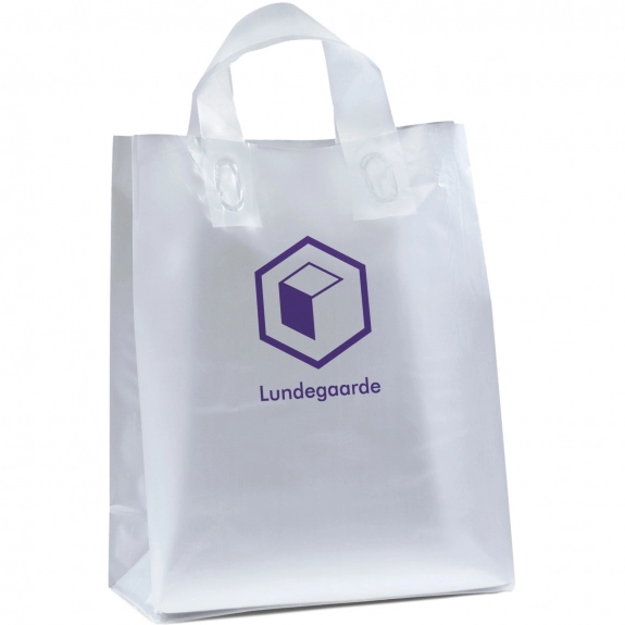 Frosted Soft Loop Logo Shopping Bag - 10"w x 13"h x 5"d