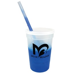 Frosted to blue - Mood Color Changing Custom Logo Stadium Cup - 17 oz.