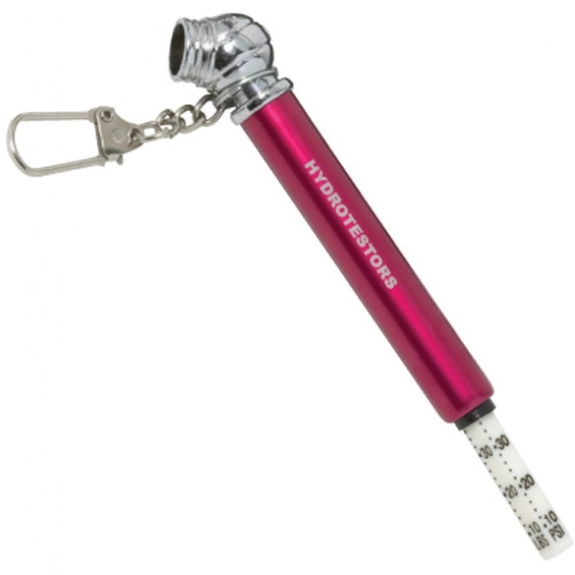 Red Mini Promotional Tire Pressure Gauge Keychain