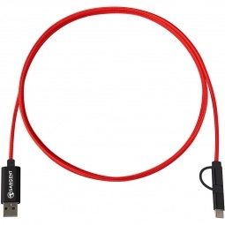 Red - 3-In-1 Braided Promotional Charging Cable - 5 ft.