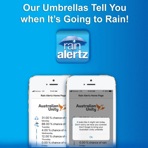 Rain Alertz Auto Open Promotional Umbrellas w/ Safety Shaft - 46"