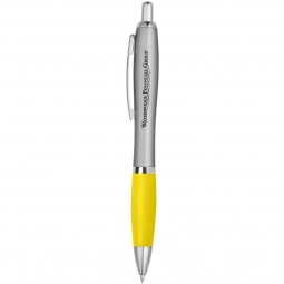 Silver/Yellow Contour Custom Pen w/ Rubber Grip