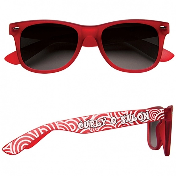 Red Rubberized Frame Custom Printed Sunglasses