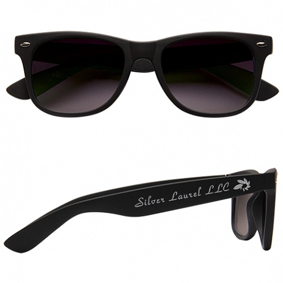Black Rubberized Frame Custom Printed Sunglasses