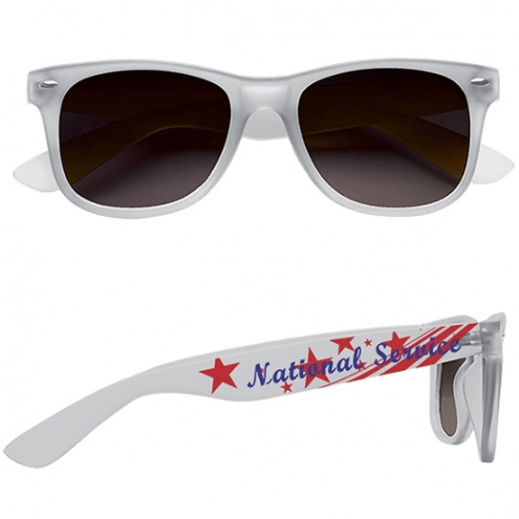 Frosted White Rubberized Frame Custom Printed Sunglasses