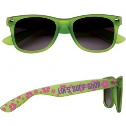 Green Rubberized Frame Custom Printed Sunglasses