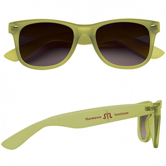 Yellow-Green Rubberized Frame Custom Printed Sunglasses