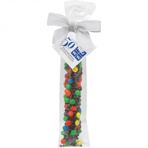 White Full Color Promotional Chocolate Covered Pretzel Rods - M&M's w/ Dark