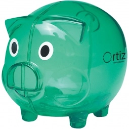Translucent Green - Plastic Custom Piggy Bank