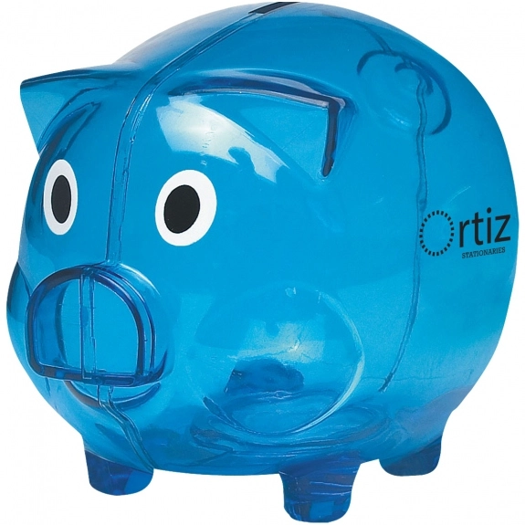 Translucent Blue - Plastic Custom Piggy Bank