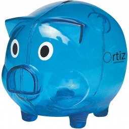 Translucent Blue - Plastic Custom Piggy Bank