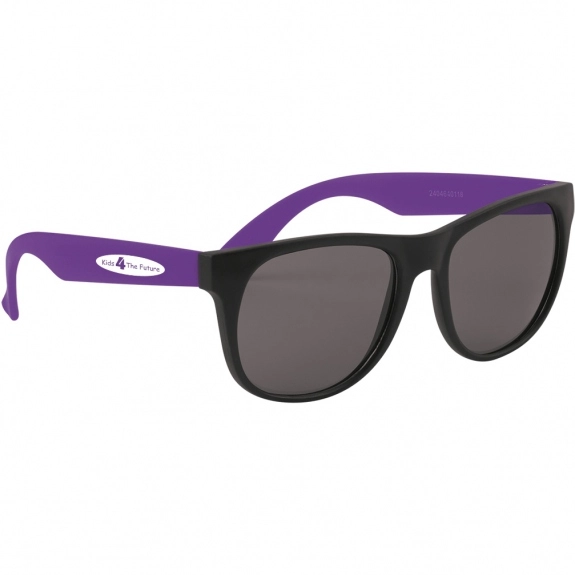 Black / Purple Rubberized Black Frame Custom Sunglasses - Youth