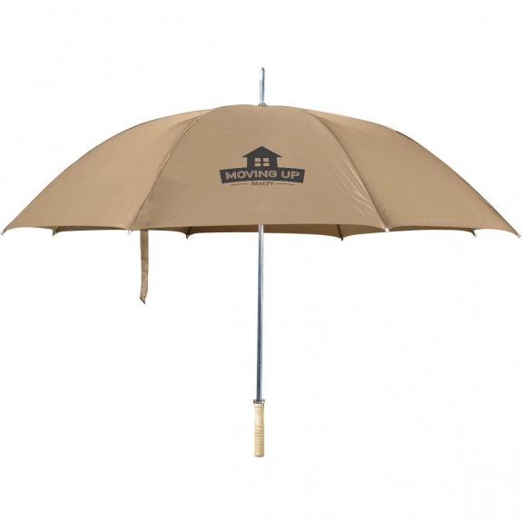 Khaki Wood Handled Automatic Custom Umbrella