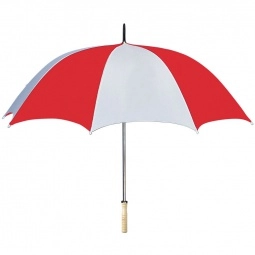 White/Red Wood Handled Automatic Custom Umbrella