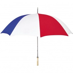 Red/White/Blue Wood Handled Automatic Custom Umbrella