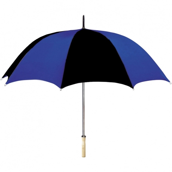 Royal Blue/Black Wood Handled Automatic Custom Umbrella