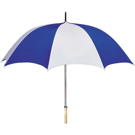 White/Royal Blue Wood Handled Automatic Custom Umbrella