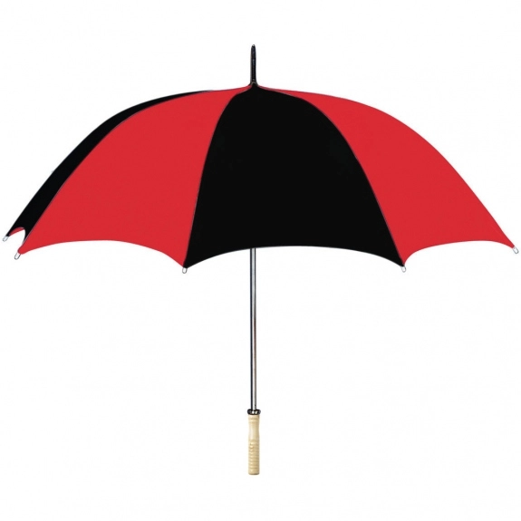 Black/Red Wood Handled Automatic Custom Umbrella